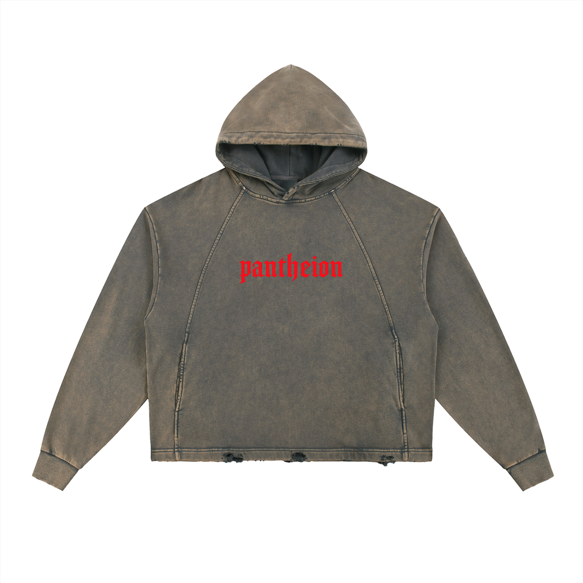 Pantheion Vintage Washed Frayed-Hem Hoodie