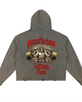 Pantheion Vintage Washed Frayed-Hem Hoodie
