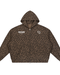 Conditioning Leopard Print Waffle Full Zip Hoodie