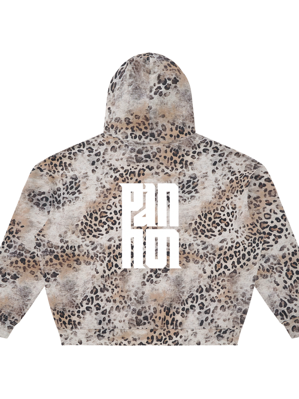 Unisex Vintage Wash Leopard Full Zip Hoodie