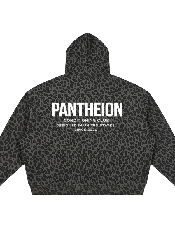 Conditioning Leopard Print Waffle Full Zip Hoodie